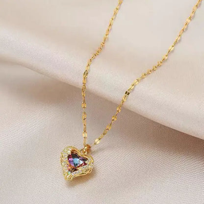 Gold Heart Shaped Opal Necklace-C.K Jewelry