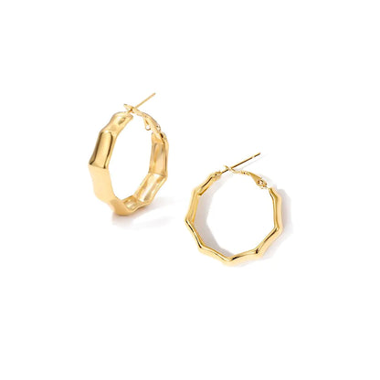 Big Bamboo Circle Hoop Earrings-C.K Jewelry