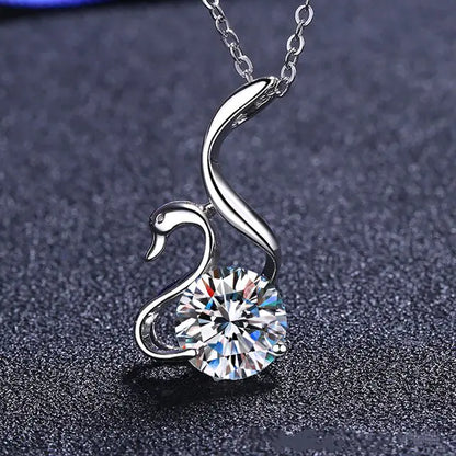 moissanite swan diamond necklace 