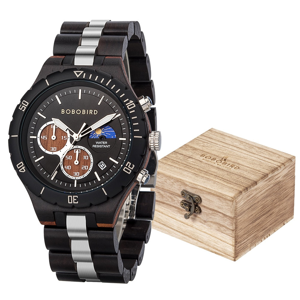 Luxury Wooden Chronograph Watch for Men-C.K Jewelry