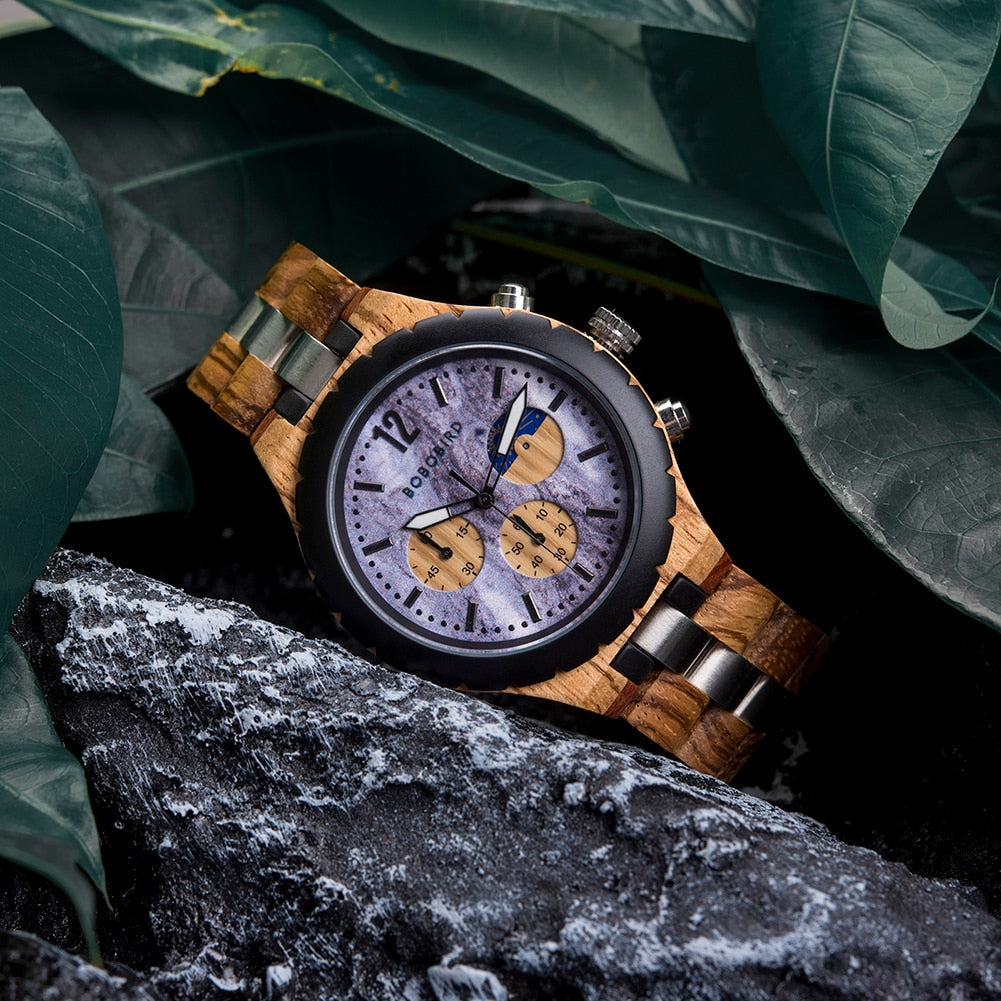 Luxury Wooden Chronograph Watch for Men-C.K Jewelry