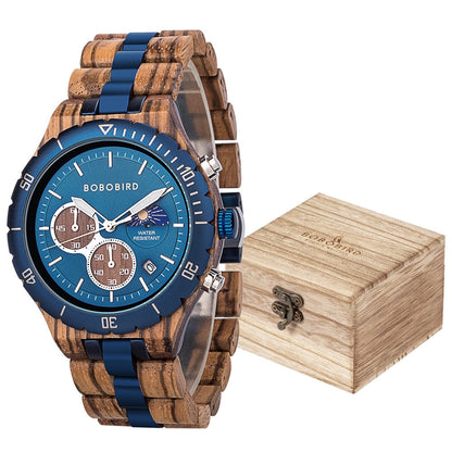 Luxury Wooden Chronograph Watch for Men-C.K Jewelry