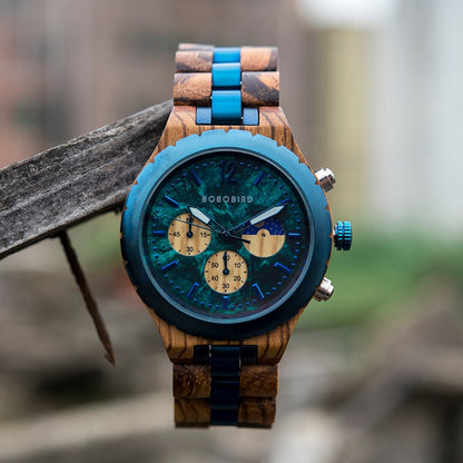 Luxury Wooden Chronograph Watch for Men-C.K Jewelry