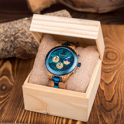 Luxury Wooden Chronograph Watch for Men-C.K Jewelry